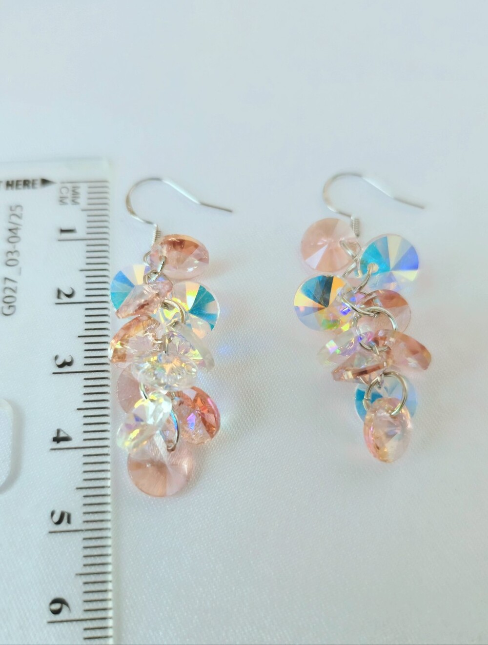 S925 Needle Light Pink‎ Crystal Drop Earrings